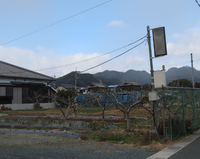 緑のフェンスで囲まれた売物件の土地を横から写した写真
